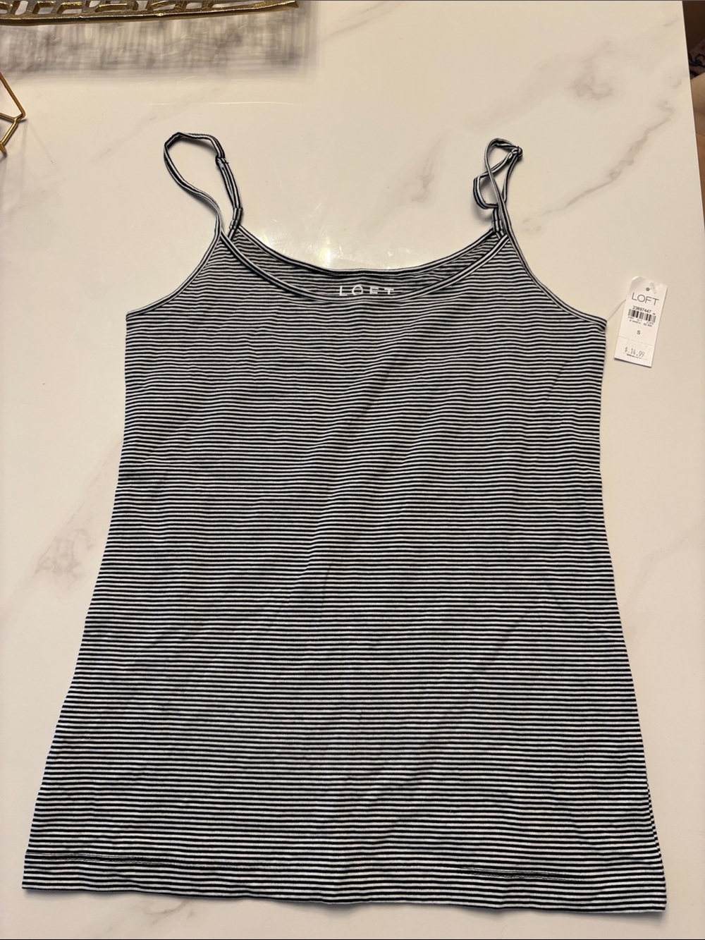 LOFT Woman’s Black and White Striped Camisole Tank Size Small Brand New with Tag